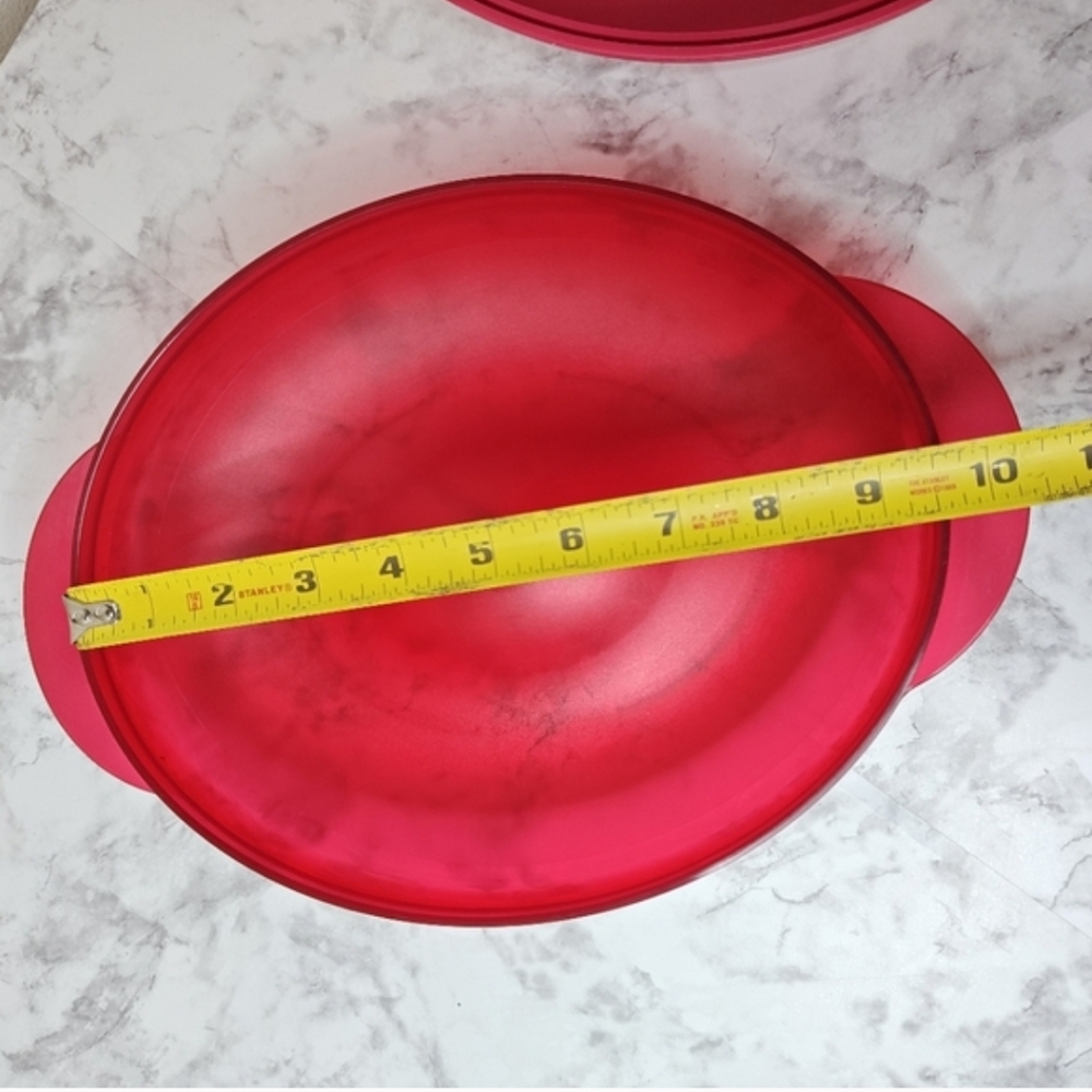 Tupperware Vent 'N Serve 1.1L Microwave Oval Dish Red Vented Lid - Picture 7 of 9